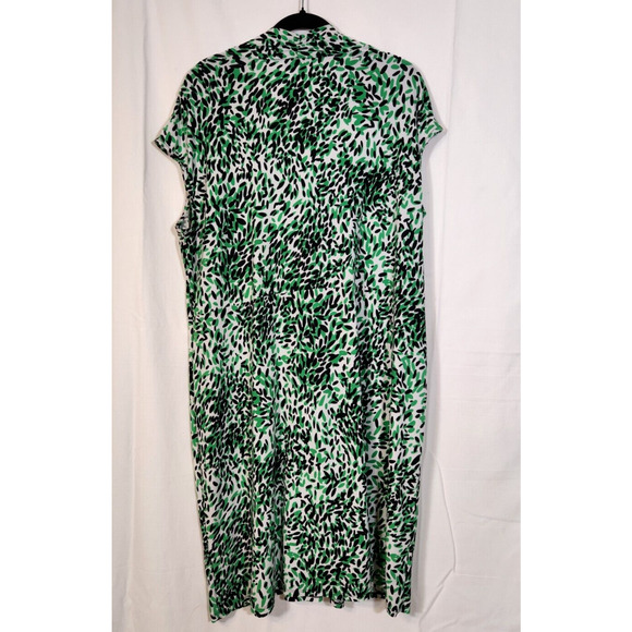 Dana Buchman 2X $68 Green Leafy Print Liquid Knit Dress Plus Botanical - Picture 6 of 11